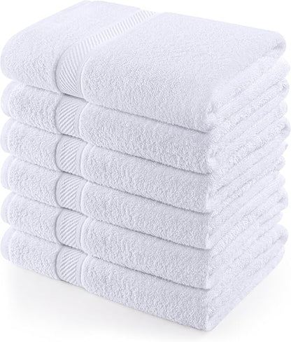 Utopia Towels 6 Pack Bath Towel Set (27 x 54 Inches), 500 GSM 100% Ring Spun Cotton Medium Lightweight and Highly Absorbent Quick Drying, Premium Towels for Hotel, Spa and Bathroom (White)