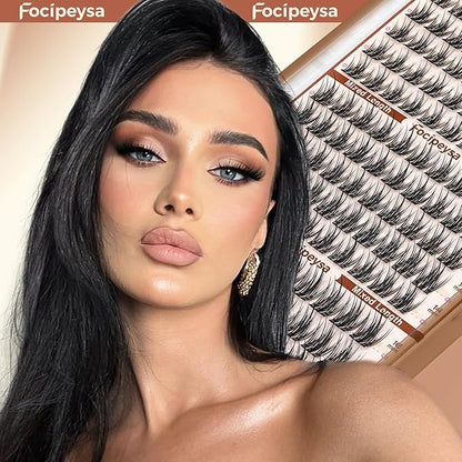 Focipeysa Manga Eyelashes Clusters Wispy Eyelashes Extensions 12-16mm Natural Manga Eyelash Clusters Salon Effect Pestañas Postizas Naturales Spiky Individual Lash Extensions at Home