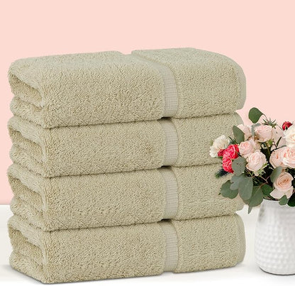 Chakir Turkish Linens 100% Cotton Premium Turkish Towels for Bathroom | 27'' x 54'' (4-Piece Bath Towels - Beige)