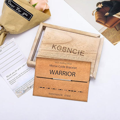 KGBNCIE Morse Code Bracelet for Women Sterling Silver Beads on Silk Cord Secret Message Fuck Friendship Inspirational Encouragement Bracelet Gift for Her