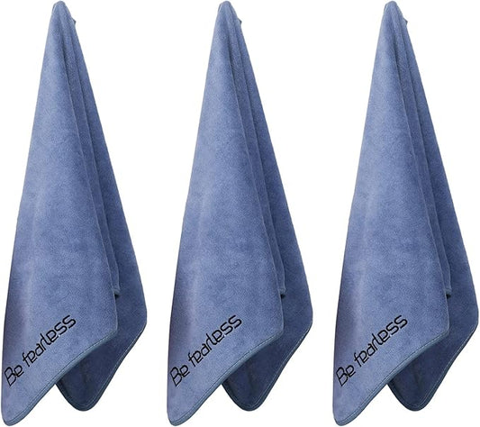 Microfiber Gym Towels Bigger Size Super Soft for Exercise Fitness, Sports, Workout, 380-GSM 15-Inch x 31-Inch Quick-Drying Towels (3 Pack, Blue)