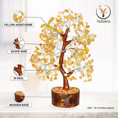 YATSKIA Yellow Aventurine Crystal Tree of Life - Gemstone Tree Home Decor - Feng Shui Crystals - Positive Energy Gifts - Reiki Gifts