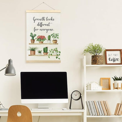 TLESKE Mental Health Poster Hanger Frame, Motivational Inspirational Hanging Wall Art Decor for Plant Lovers Therapy Counseling Office, Growth Looks Different for Everyone Wall Prints Picture, 16x24