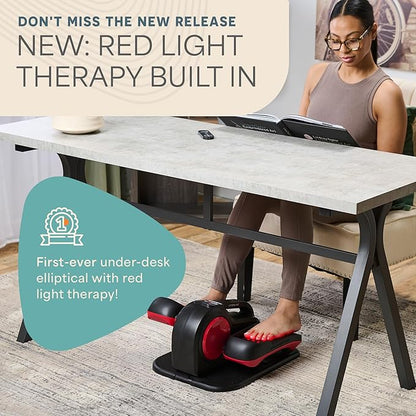 Lifepro Under Desk Elliptical Exercise Machine with or without Red Light, Seated Pedal Exerciser for Seniors & Adults, Quiet Elliptical Machine for Home or Office, Portable Leg Exerciser While Sitting