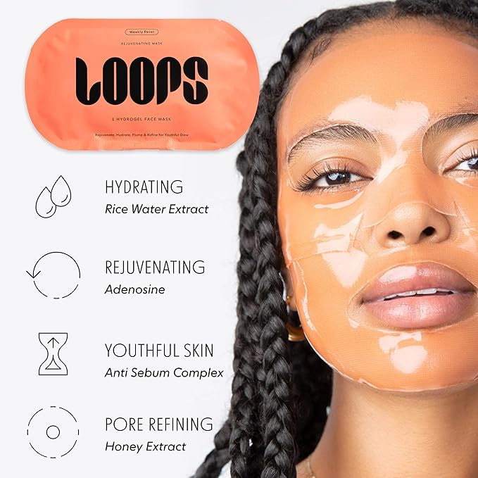 LOOPS VARIETY LOOP KIT - Hydrogel Korean Face Mask for Every Skin- Five Collagen Face Masks for Brightening, Detoxifying, Repairing, Glowing, & Rejuvenating - Gifts for Women -5 Pc