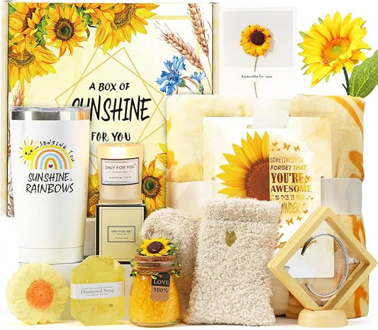 Gifts for Women, Sending Sunflower Baskets for Mom, 10 Pcs Spa Sets for Women, Birthday Gift Sets, Gifts for her, Unique Holiday Gift Basket for Mom, Coworkers, Teacher, Nurse, Wife, Girlfriend