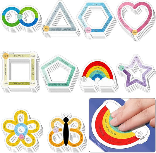 Crtiin 50 Pieces Anxiety Sensory Stickers for Anxiety Relief Items Mental Health Stickers Fidget Textured Strips for Office Classroom Desk Relieve Adult Stress(Lovely Style)