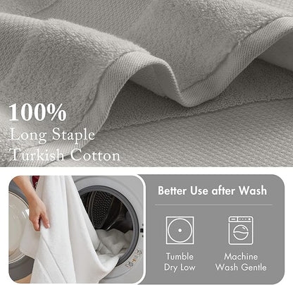 Madison Park Turkish Bath Towel Set 100% Cotton Bath Towel 600GSM Oversized Body Towel 2 Piece, Luxury Soft, Thick Spa Quality, Quick Dry Bathroom Towel, Jumble, 35" x 70", Grey