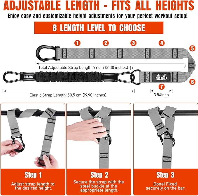 Pull Up Assistance Bands, 300lbs Heavy Duty Resistance Bands for Pull Ups with Adjustable Height, Fabric Feet Rest & Knee Support, Strength Training Pull Up Bar Assist Bands for Home Gym Workouts