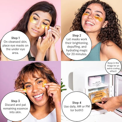 grace & stella Award Winning Under Eye Mask - Travel Essentials - Birthday Gifts for Women - Gel Eye Patches for Dark Circles, Puffy Eyes, Wrinkles, Undereye Bags - Vegan Self Care (48 Pairs, Gold)