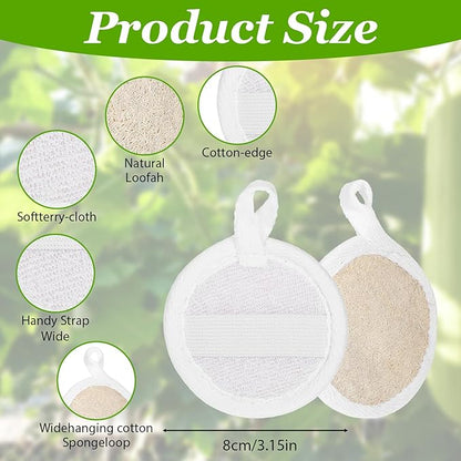 6 Pcs Facial Loofah Pads,Natural Face Loofah for Face and Body, Gentle Exfoliating Loofahs Sponge Pads for Women & Men, Reusable Shower & Bath Skin Care Tool