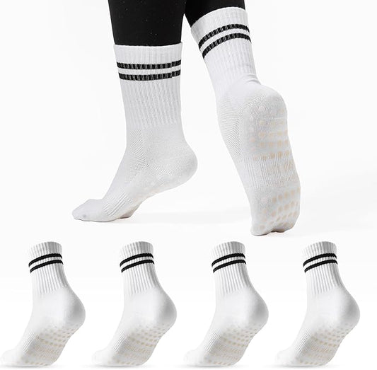 CoolMate Pilates Socks with Grips for Women, Yoga Socks, Crew Non Slip Women for Workout, Barre, Pilates Gifts