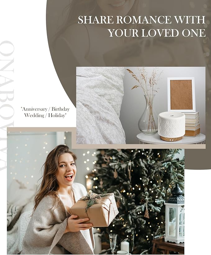 Essential Oil Diffuser, 280ml Aromatherapy Diffuser Ultrasonic Cool Mist Diffuser with Auto Shut-Off,Ceramic Diffuser for Home Office SPA Yoga