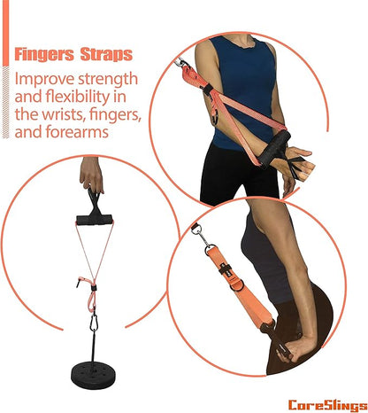 CoreSlings Cable Machine Handles with Finger Straps for gripping Forearm Strength Training, Workout Handles Cable attachments for Gym, Resistance Bands Handles.