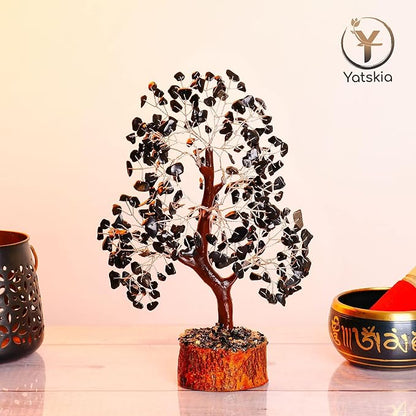 YATSKIA Black Tourmaline Gemstone Tree - Crystal Tree of Life - Crystals and Stones Home Office Decor - Good Luck Gifts for Women