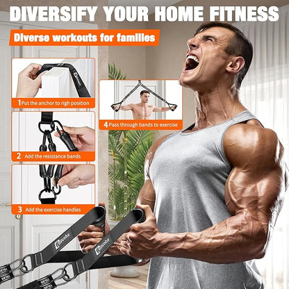 Pull Up Assistance Bands,Up to 300 lbs Assistance,Adjustable Heavy Duty 4 Pull Up Bands with Handle and Door Anchor for Home Gym Fitness Exercise Strength Training Workout Equipment