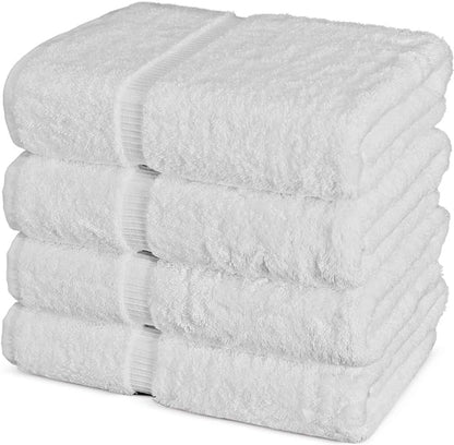 Chakir Turkish Linens 100% Cotton Premium Turkish Towels for Bathroom | 27'' x 54'' (4-Piece Bath Towels - White)