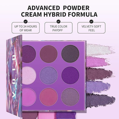 docolor Eyeshadow 9 Colors Purple Eyeshadow Palette High Pigmented Blendable Matte & Glitter Shimmer Finishes, Long Lasting Mauve Eye Makeup for Christmas Party Music Festivals