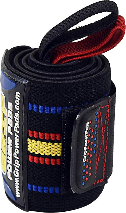 Grip Power Pads Wrist Wraps 2 Wraps for Weight Lifting Wrist Support Cotton Wraps Gym Bandage Straps for Men & Women Premium Quality & PRO Rubber