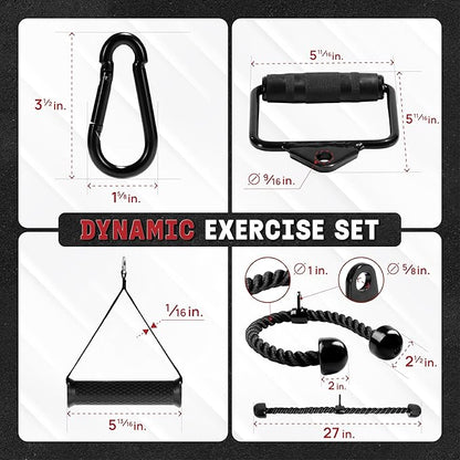 Yes4All Tricep Press Down Cable Machine Attachment Set, LAT Pulldown Attachment, Cable Machine Accessories for Home Gym