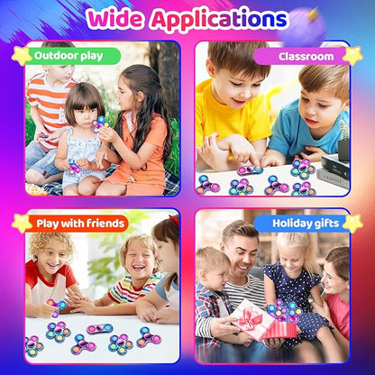 FIGROL 3 Pack Pop Fidget Spinners for Party Favors｜Hand Fidget Bulk Toys for Classroom Return Prizes｜Sensory Fidget Toys for Teens Boys Girls｜Brithday Gifts Prizes