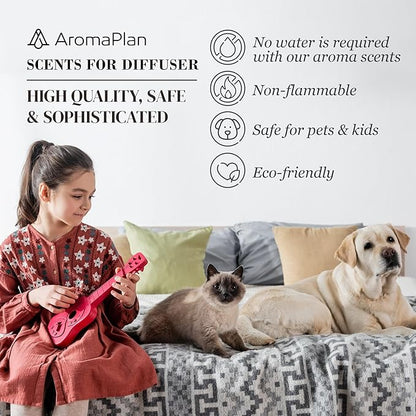 AromaPlan Hotel Scents Santal 5 Fl Oz (148ml) & Sample Set with Top 12 Fragrances -Home Luxury Aroma & Hotel Fragrance Diffuser Oil for Aromatherapy, USA Made