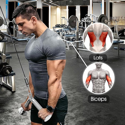 Yes4All Cable Machine Attachment, Tricep Straight Bar, V Bar, LAT Pulldown Attachments/Accessories Load 880lbs for Home Gym