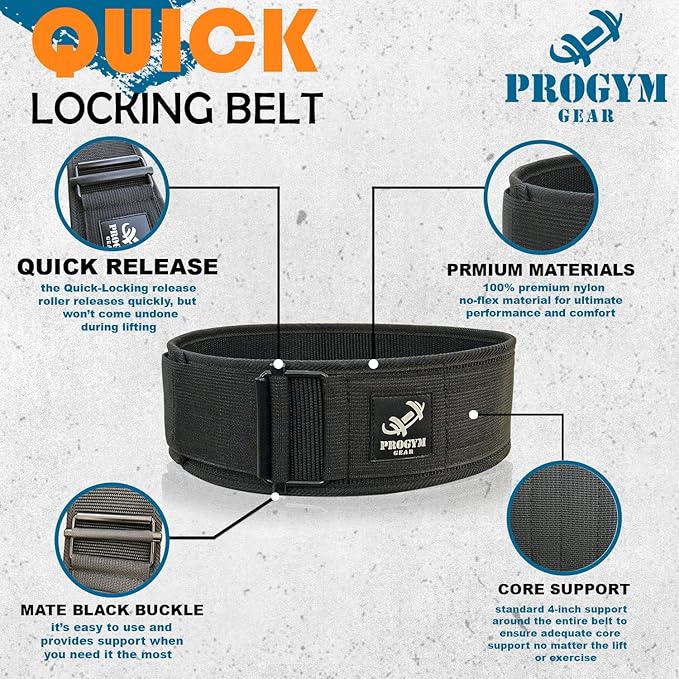 Self-Locking Weight Lifting Belt with Straps - Premium Weightlifting Belt for Serious Functional Fitness - Powerlifting - Deadlifting - Olympic Lifting Athletes - Gym Belt for Men & Women