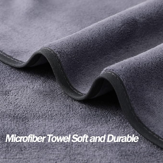 Microfiber Gym Towels Bigger Size Super Soft for Exercise Fitness, Sports, Workout, 380-GSM 15-Inch x 31-Inch Quick-Drying Towels (3 Pack, Pure Grey)