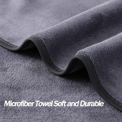 Microfiber Gym Towels Bigger Size Super Soft for Exercise Fitness, Sports, Workout, 380-GSM 15-Inch x 31-Inch Quick-Drying Towels (3 Pack, Pure Grey)