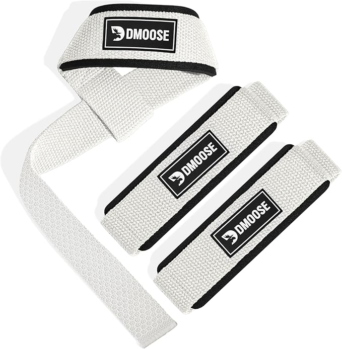 DMoose Fitness Lifting Straps 24" (Pair) - 5mm Padded Durable Wrist Straps for Weightlifting & Powerlifting - Cotton Lifting Strap with Silicone Grip for Men & Women - Deadlift Strap for Gym Workout
