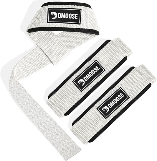 DMoose Fitness Lifting Straps 24" (Pair) - 5mm Padded Durable Wrist Straps for Weightlifting & Powerlifting - Cotton Lifting Strap with Silicone Grip for Men & Women - Deadlift Strap for Gym Workout