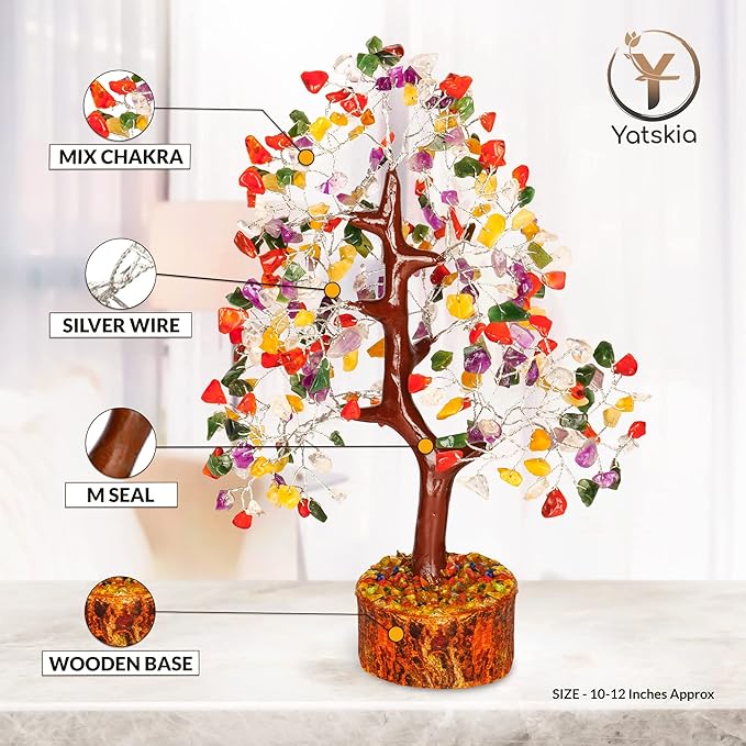 Chakra Tree - Chakra Crystals, Mix Crystal, Money Trees, Tree of Life Chakra, Balancing Tree, Crytals and Gemstones, Good Luck Home Decor