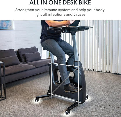 FLEXISPOT Exercise Bike with 2D Desktop, Space Saving Under Desk Bike with Removable Desk, Stationary Bikes Indoor Bikes with 300LBS Heavy Duty 8-Level Resistance Flywheel Optional LCD, V9PRO/V9MAX