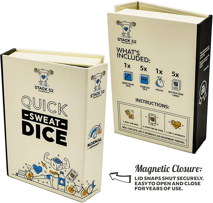 Quick Sweat Fitness Dice. Bodyweight Exercise Workout Game. Designed by a Military Fitness Expert. Video Instructions Included. No Equipment Needed. Burn Fat Build Muscle. (2019 Base Set)