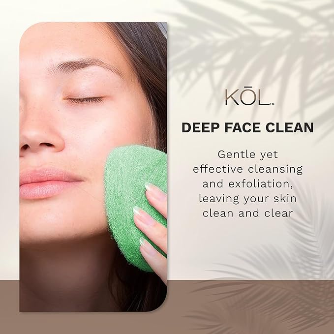 KOL Face Scrubber, Cucumber Infused Exfoliating Facial Cleansing Pads, Disposable Exfoliator Face Sponge for Daily Cleaning and Makeup Removal, 6 Count