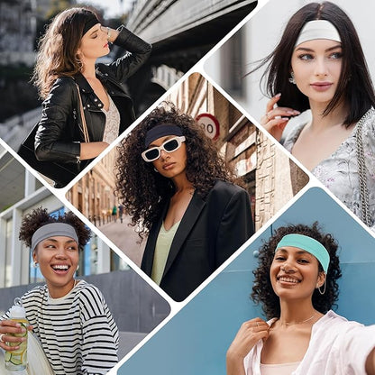 16Pcs Headbands for Women Hair Bands for Women's Non Slip Stylish Sports Hair Soft Cotton Cloth Stretchy Headbands for Women for Yoga Outdoor Exercise Running