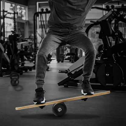 Philosophy Gym Balance Board - Wooden Balance Trainer with Adjustable Stoppers
