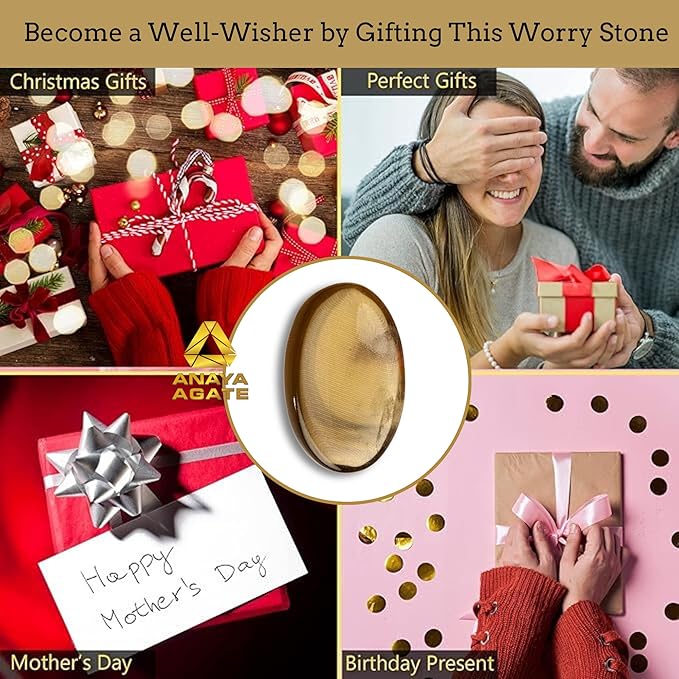 Yellow Fluorite Worry Stones – Crystal Thumb Worry Stone for Anxiety, Stress – Relaxing and Soothing Balance Stones for Meditation, Stress Relief – Healing Stones and Crystals for Men, Women