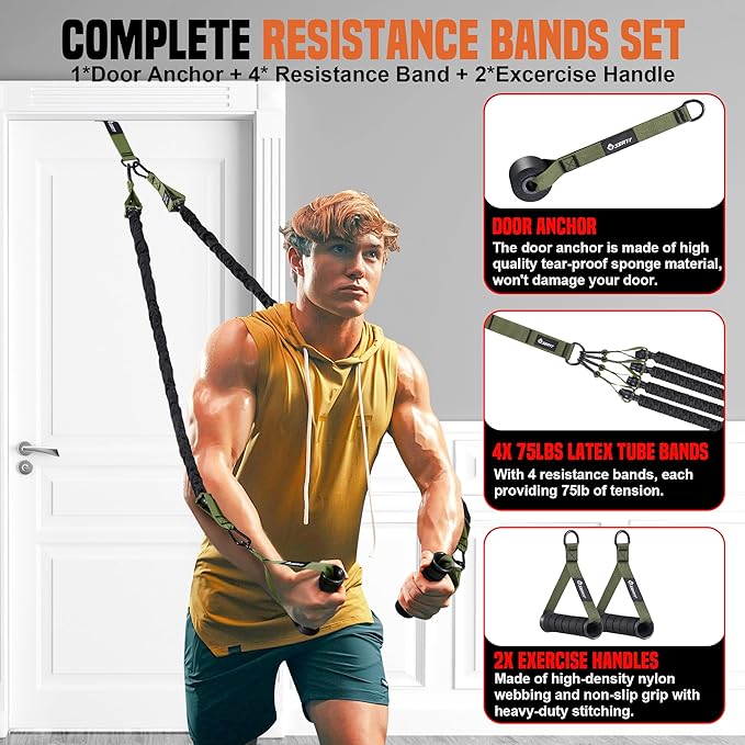 SERTT Pull Up Assistance Bands 300lbs, Adjustable Pull Up Bands with 4 Heavy Duty Resistance Bands for Pull Ups, All-in-one Exercise Bands for Pull Up Assist and Resistance Training