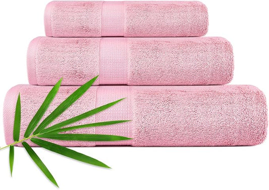 3PC Bathroom Towels Set for Face and Body, Sensitive Skin Pink Luxury Towels Set for Adult Students Kids Baby, Super Soft Highly Absorbent Towels Set for Bathroom 3 PC