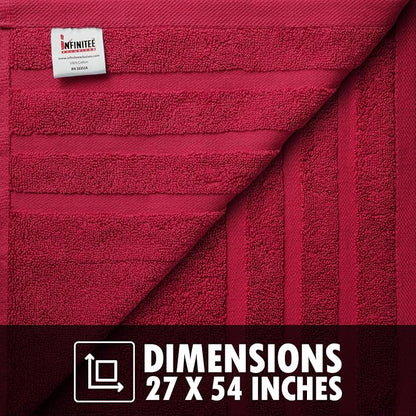 Infinitee Xclusives 100% Cotton Luxury Bath Towels Set of 2 (27x54 Inches) (Burgundy, Bath Towels - Pack 2)