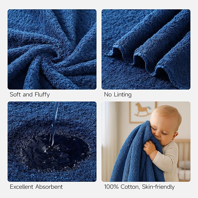 REDKISS 2 Piece Luxury Bath Towel Set - 31x62 inch Oversized Thick Bath Sheets, 100% Cotton, 900 GSM, Super Soft, Highly Absorbent, Quick Dry Large Shower Towels for Bathroom, Pool, Gym, Spa, Navy