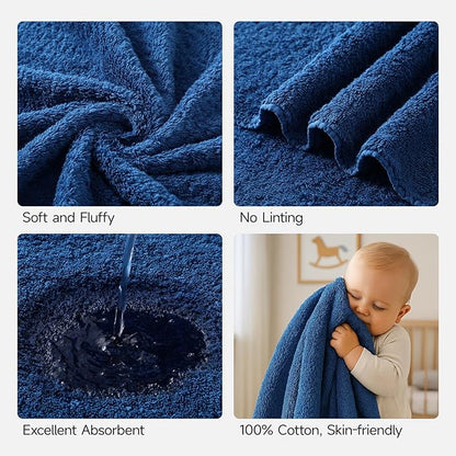 REDKISS 2 Piece Luxury Bath Towel Set - 31x62 inch Oversized Thick Bath Sheets, 100% Cotton, 900 GSM, Super Soft, Highly Absorbent, Quick Dry Large Shower Towels for Bathroom, Pool, Gym, Spa, Navy