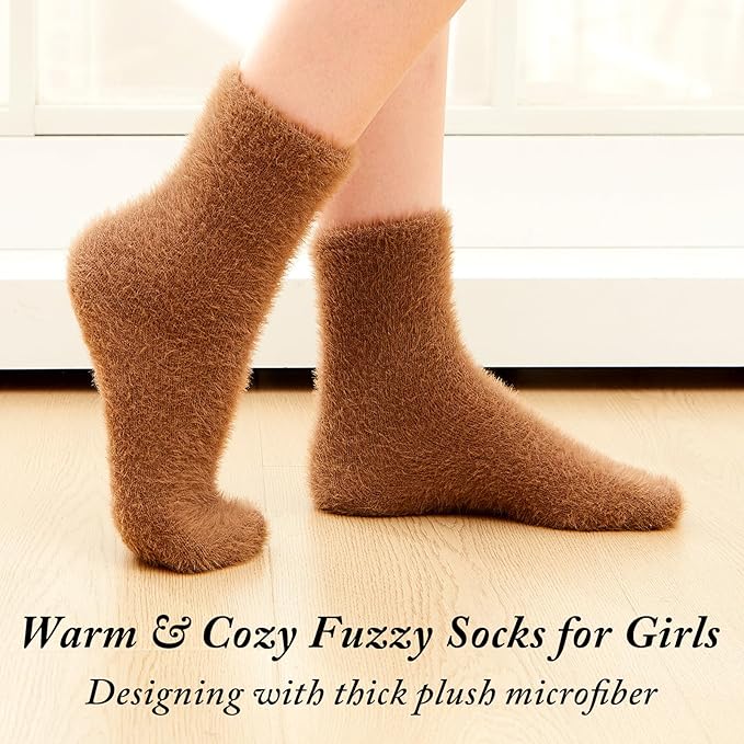 Geyoga 6 Pairs Fuzzy Socks for Women Cozy Fluffy Slipper Socks Mink Velvet Soft Winter Warm Sleeping Christmas Gifts