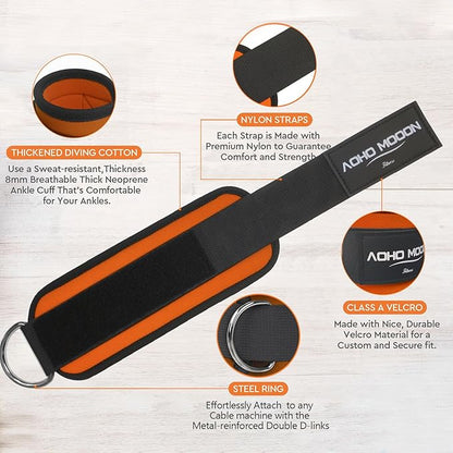 Comfortable Adjustable Ankle Straps for Cable Machines Women, Gym Workout Leg Strap, Glute Cuff, Ankle Cuffs for Glute Workouts, Foot Straps for Kickback, One Size Fit All
