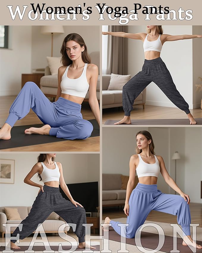2 Pack Women's Yoga Joggers, Cozy Sweatpants with Pockets Casual Loose Comfy High Waisted Lounge Pants
