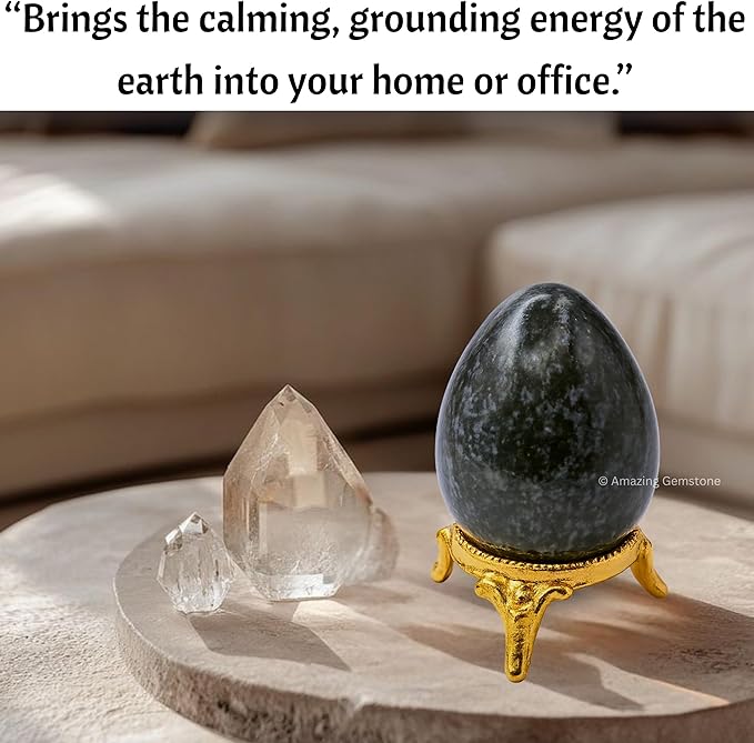 Amazing Gemstone Indigo Gabbro Crystal Yoni Egg, 2 Inches - Premium Crystals and Healing Stones Yoni Egg for Pelvic Floor Health, Natural Healing Crystal Eggs for Meditation and Stress Relief