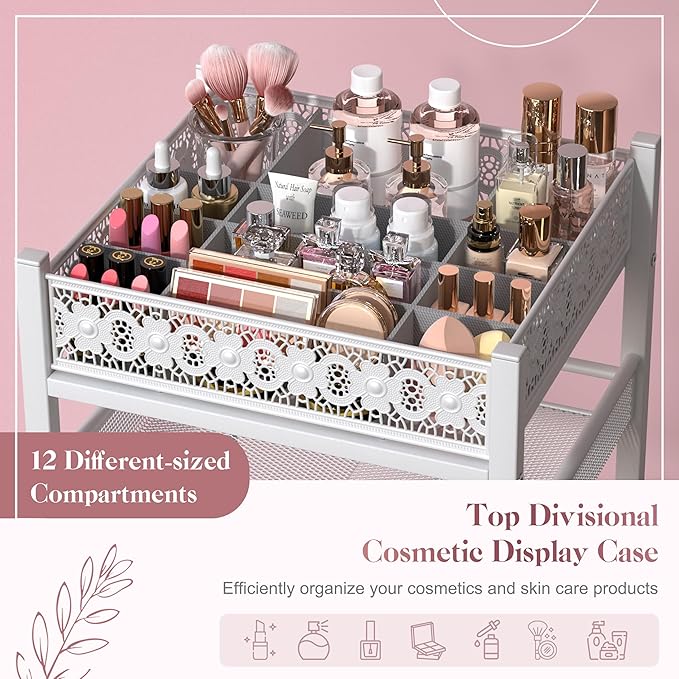 Makeup Organizer, Large Skincare Organizers, Make Up Organizers for Vanity, Makeup Storage Cosmetic Organizer with Drawer, Bathroom Vanity Organizer Makeup Holder Cart for Skin Care Hair Tool Beauty