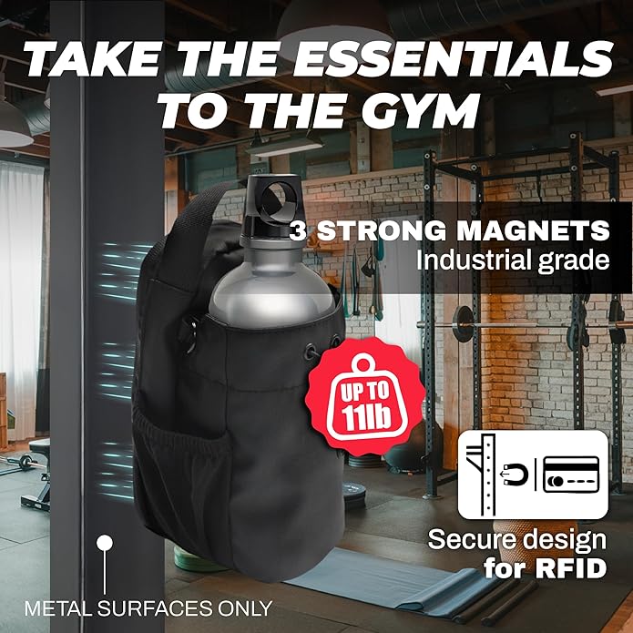 Magnetic Bag Gym – Magnet Gym Duffel, Sports Tote with Magnetic Closure, Magnetic Bottle Bag for Gym, Travel Fitness